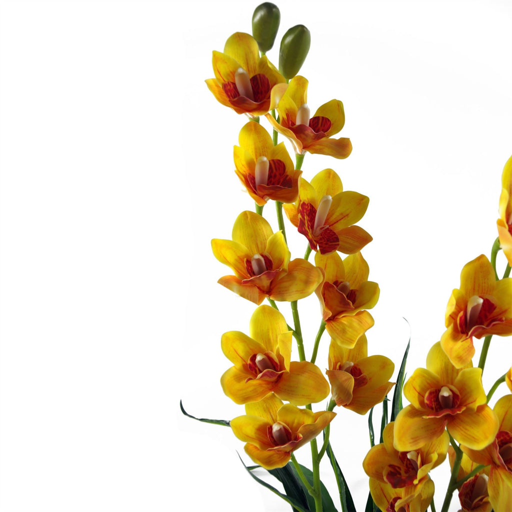 90cm Artificial Cymbidium Orchid Plant Extra Large Yellow Flowers