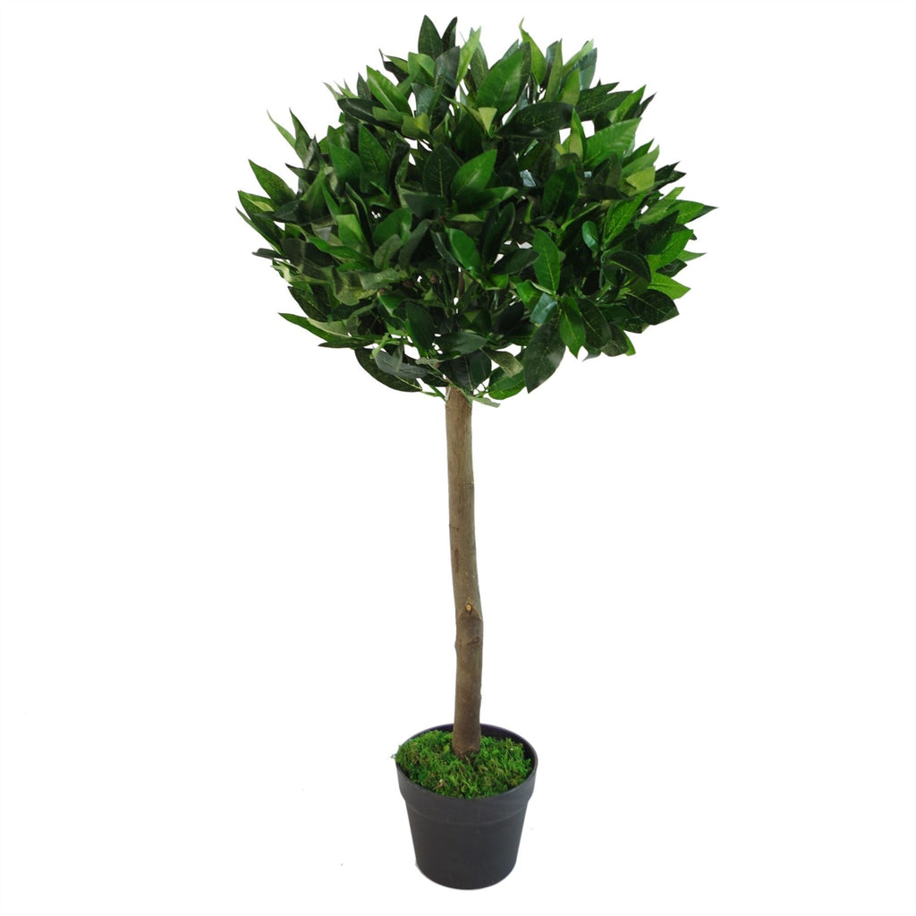 90cm Plain Natural Trunk Artificial Topiary Bay Laurel Ball Tree