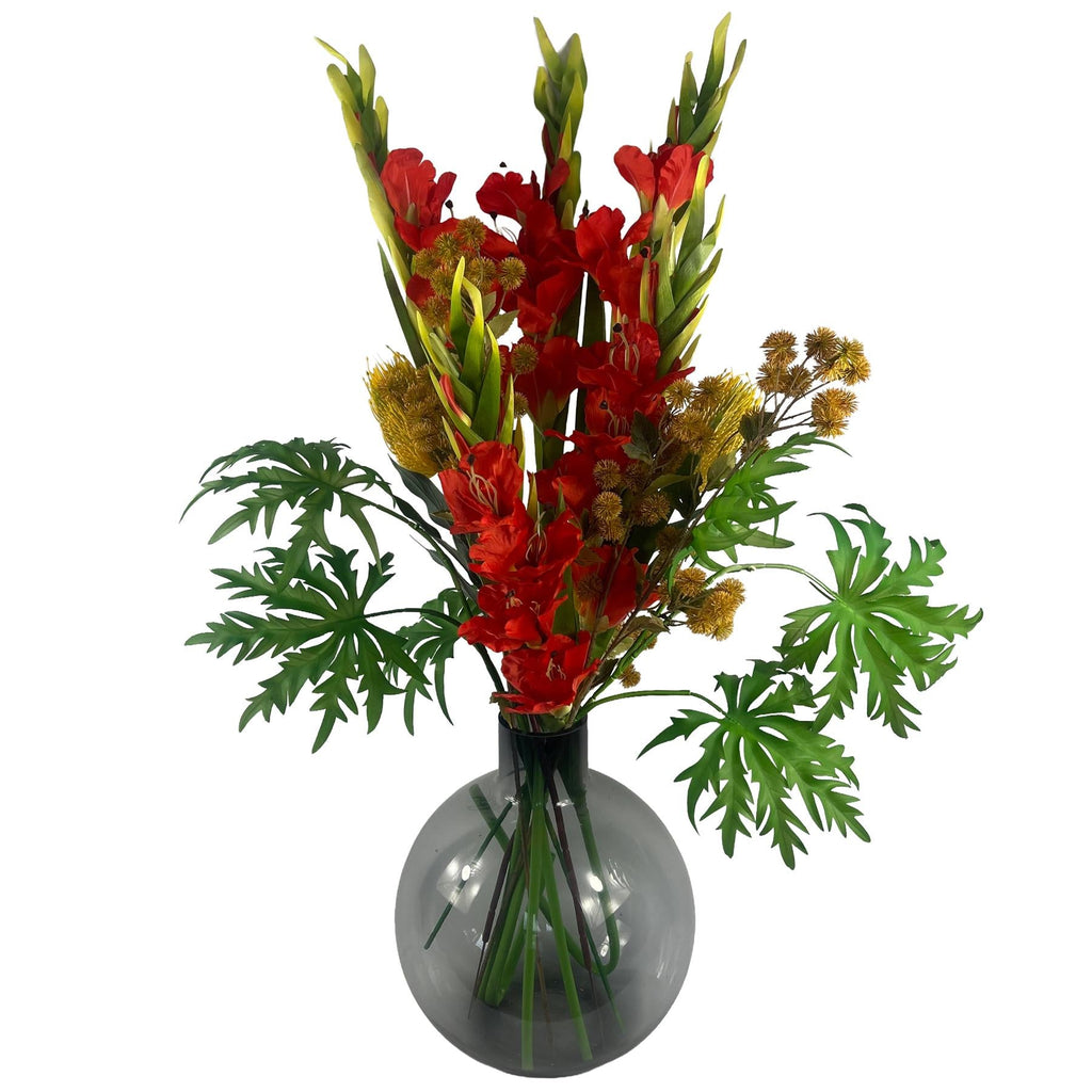 115cm Artificial Orange Gladioli Stem