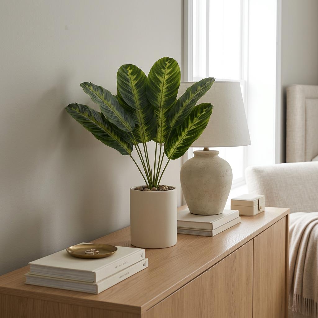 65cm Artificial Dieffenbachia Stem Plant Faux Green Foliage