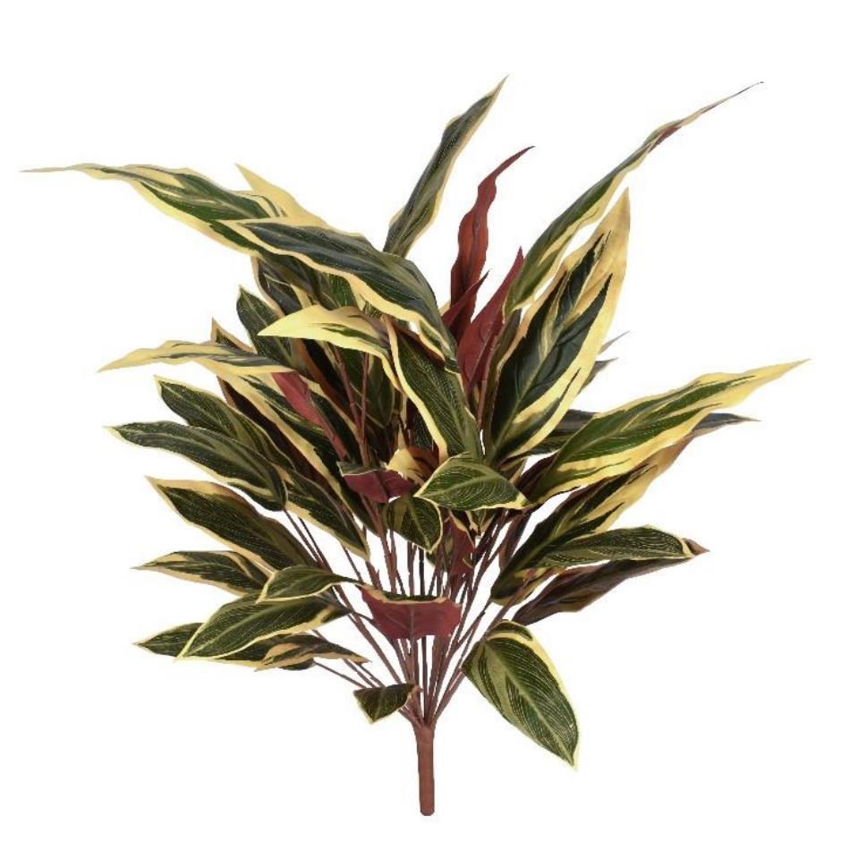 90cm Artificial Fire Retardant Caladium Bush white edge x15w/49Lvs