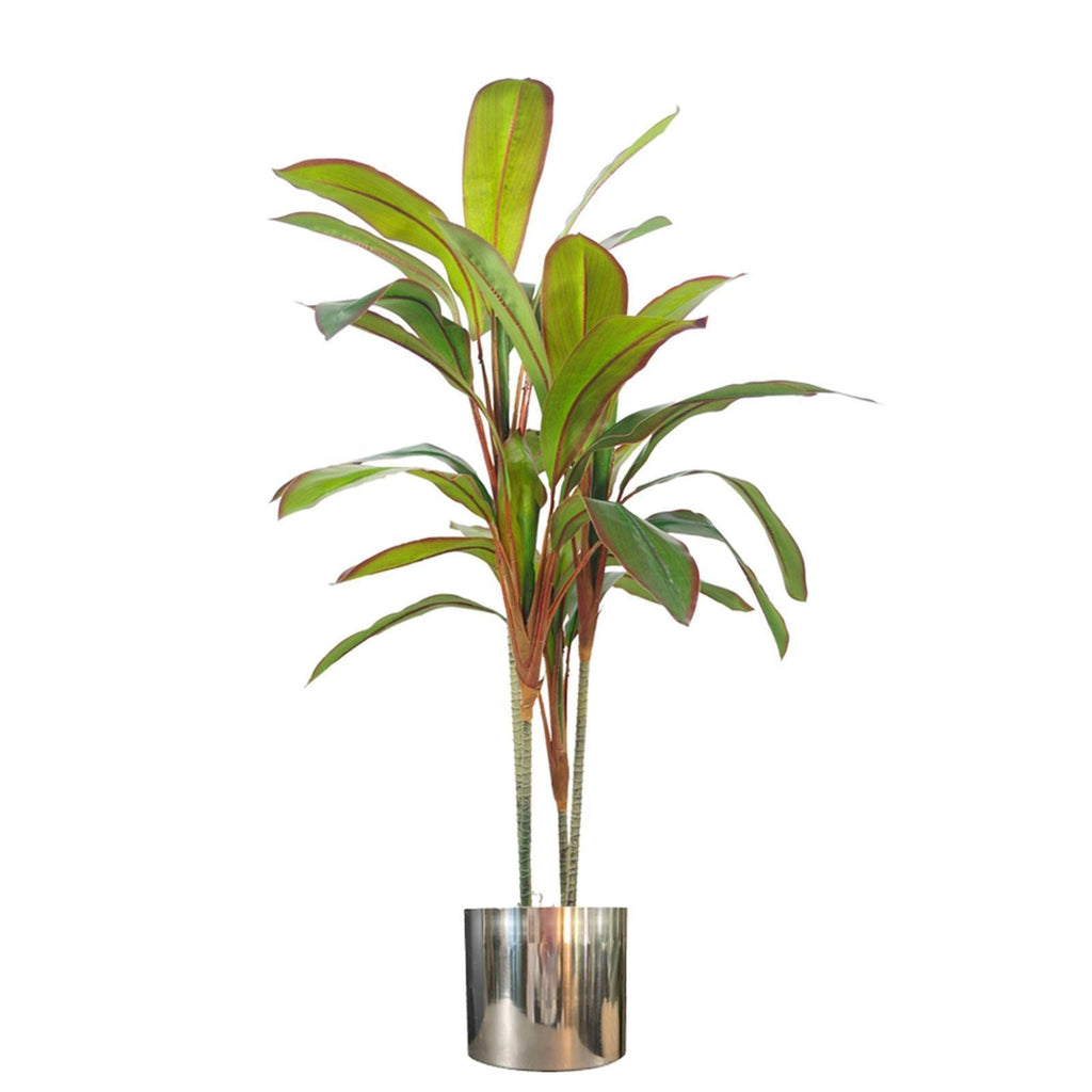 Artificial 100cm Potted Dracaena Tropical Plant Silver Metal Plater