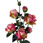 60cm Pink Rose Artificial Flowers Spray 4 Flowers 3 Buds