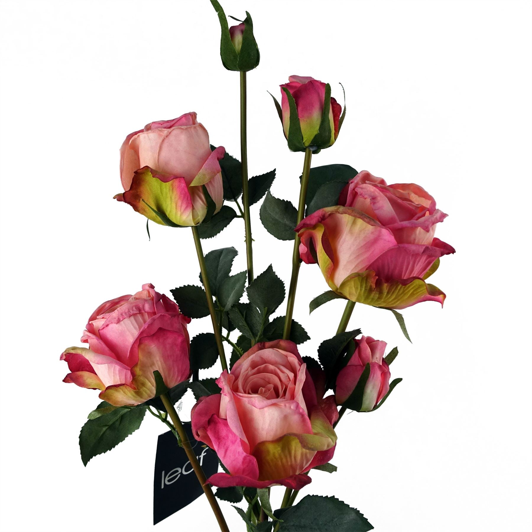 60cm Pink Rose Artificial Flowers Spray 4 Flowers 3 Buds
