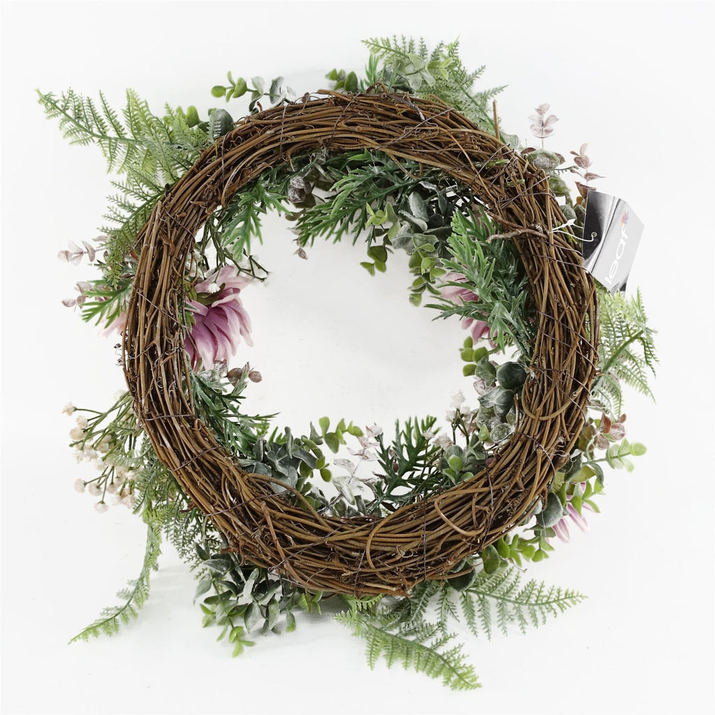 45cm Artificial Pink Floral Wreath