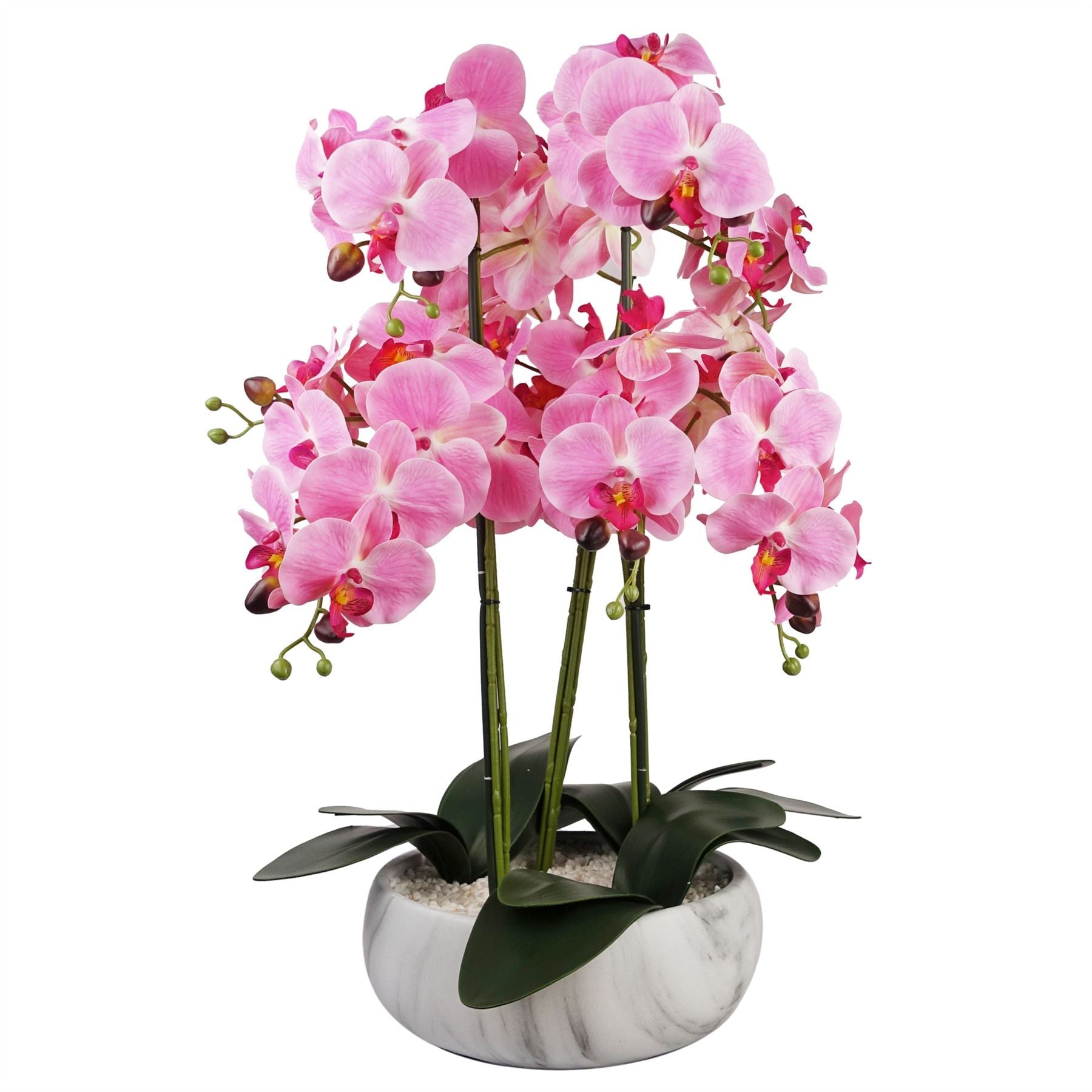 Artificial 60cm Orchid Pink Marble Effect Ceramic Planter