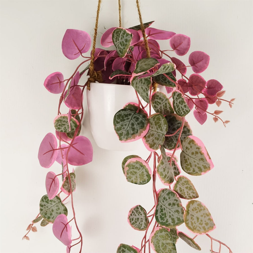 90cm Artificial Potted Hanging Trailing Pink Plant String of Hearts
