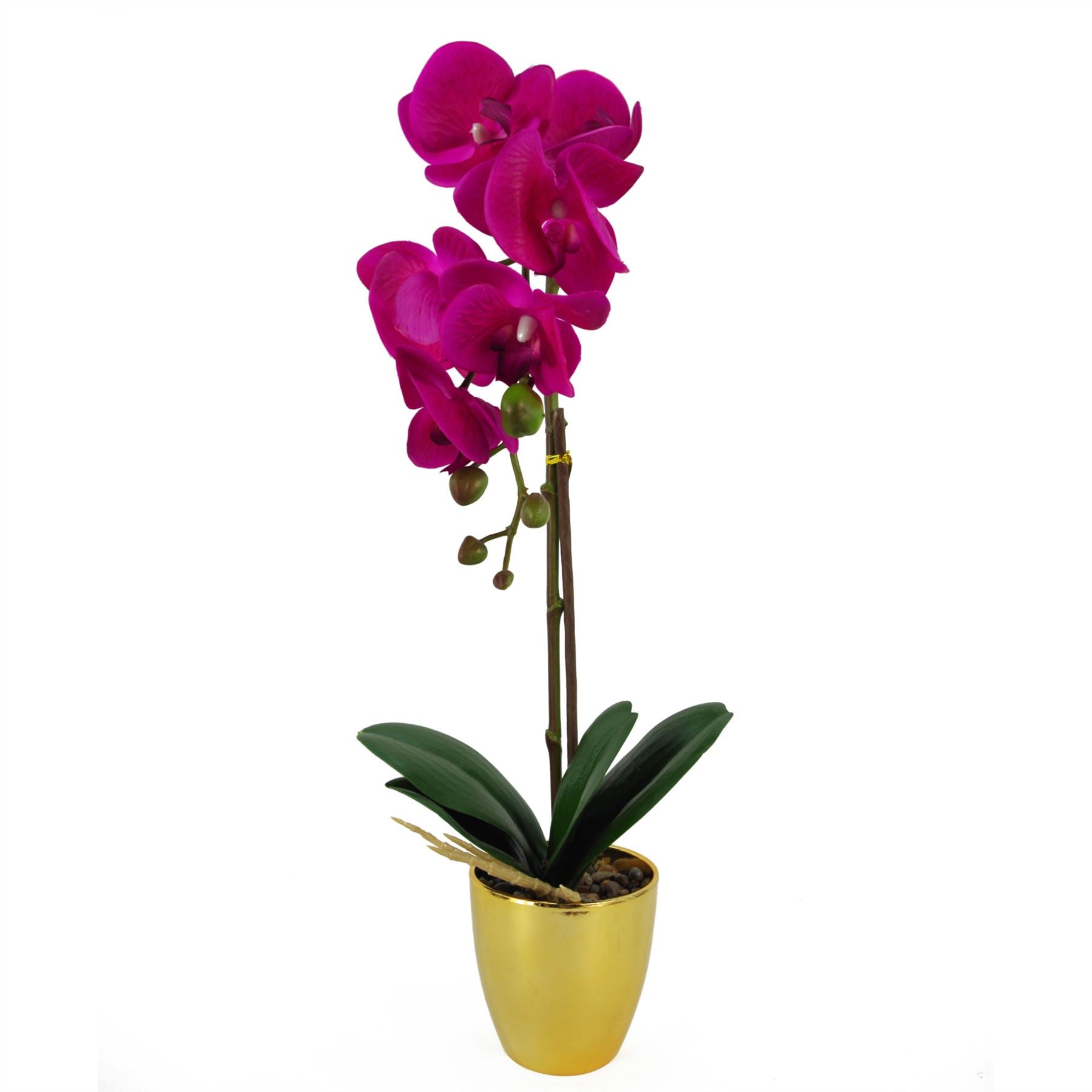 46cm Artificial Orchid Dark Pink Gold