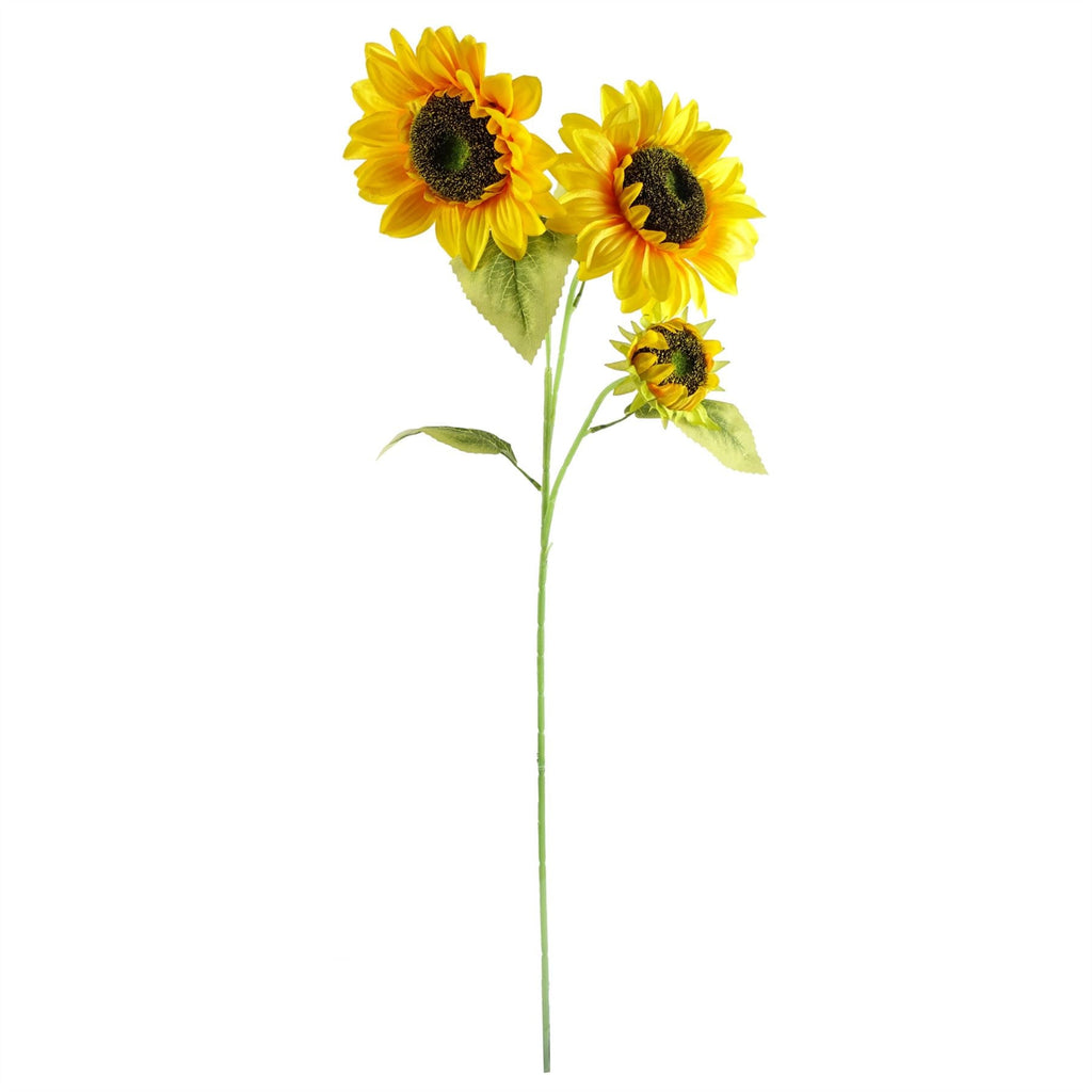 88cm Yellow Artificial Sunflower 3 heads