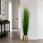 130cm Artificial Onion Grass Plant with Gold Planter
