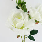 80cm Artificial White Rose Stem 3 flowers