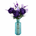 80cm Artificial Purple Chrysanthemum Arrangement Glass Vase