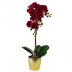 50cm Phalaenopsis Orchid Artificial Dark Red Gold Pot