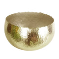 Leaf XL Metal Bowl Planter 32 x 20cm Hammered Gold Colour Curvy Edge