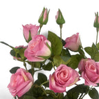 60cm Artificial Premium Rose Bush Pink Silk Flowers and Leaves