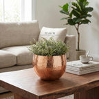 Leaf Large Planter 22 x 18cm Hammered Copper Colour Straight Edge