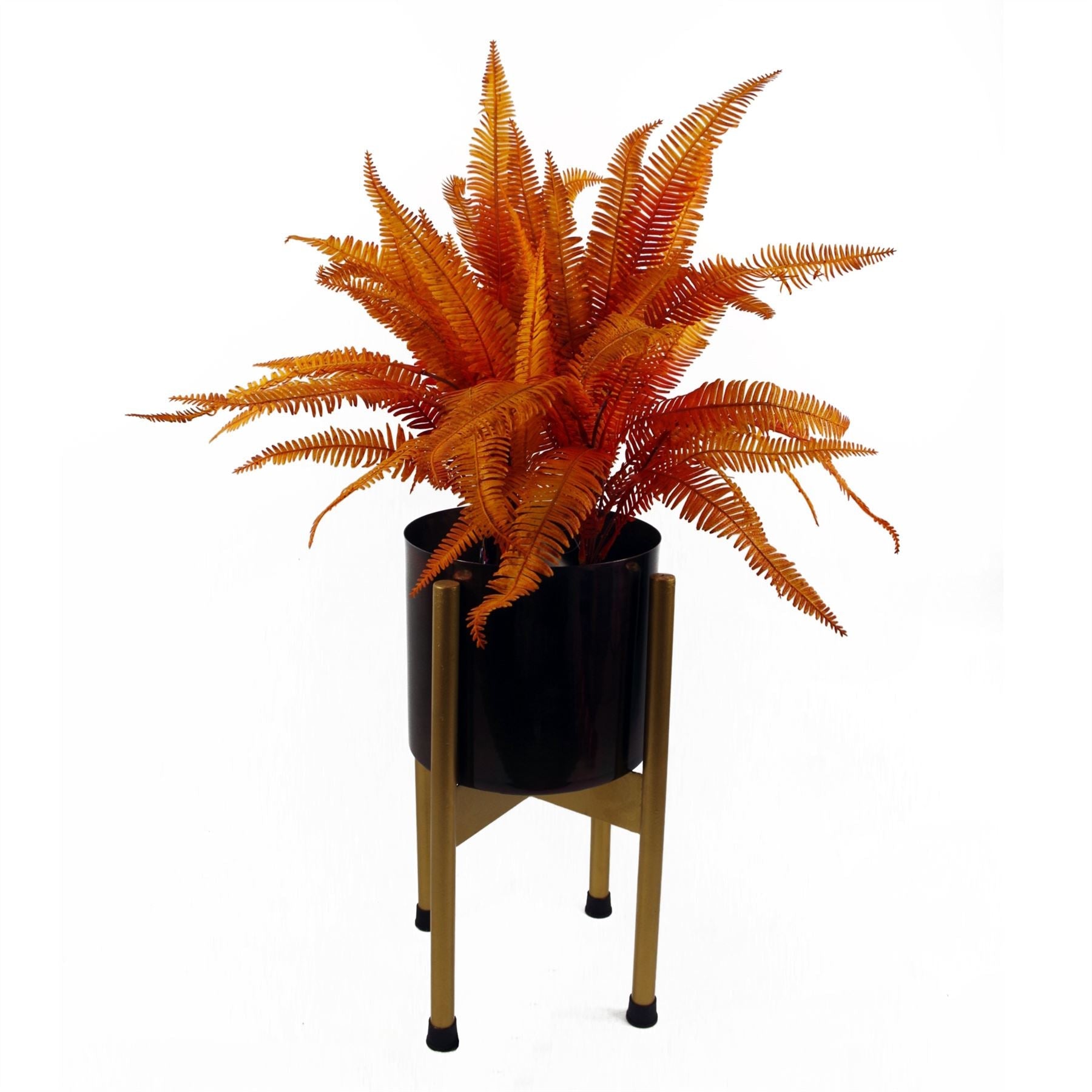 55cm Artificial Autumn Orange Fern Bush Plant