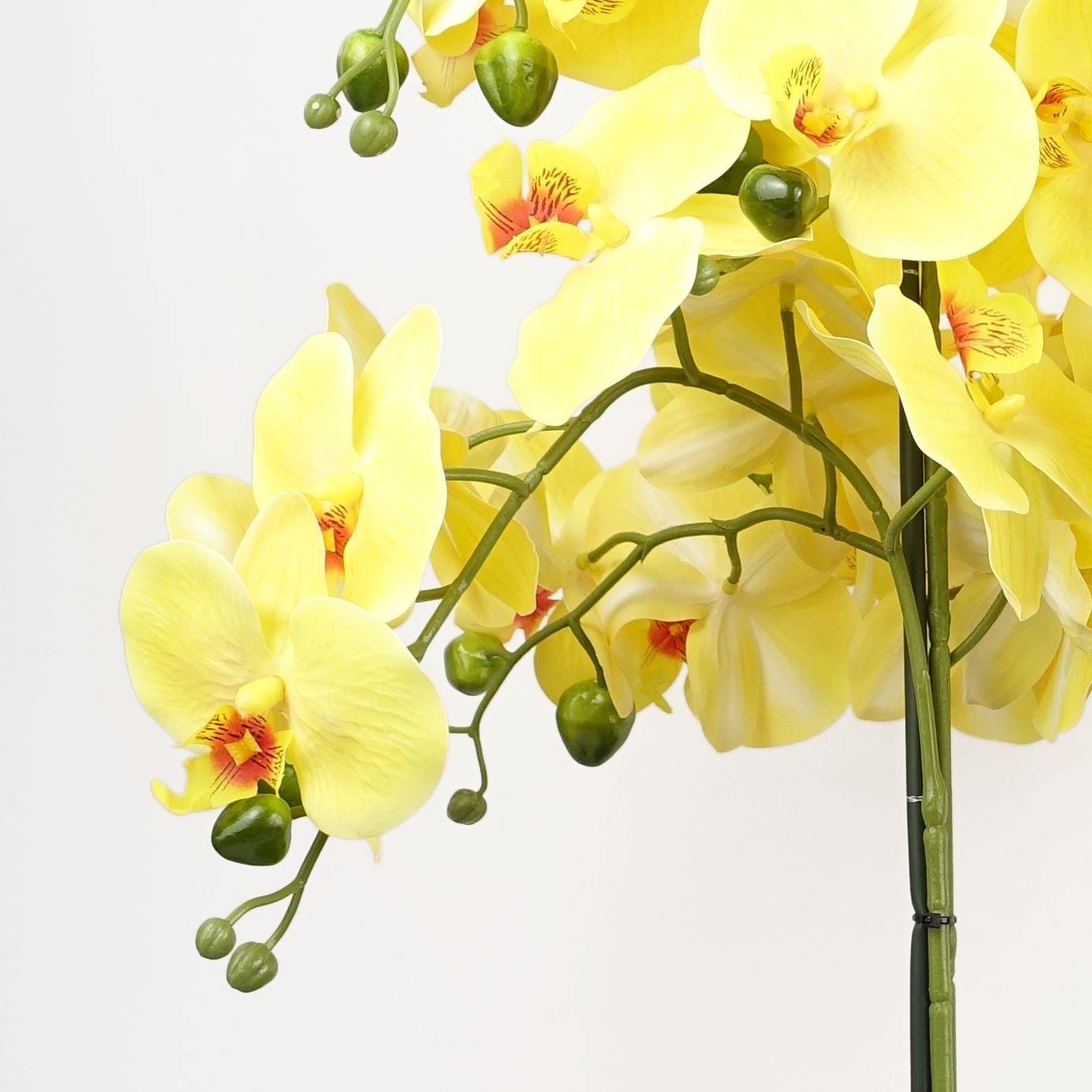 Artificial 60cm Orchid Yellow Black Ceramic Planter