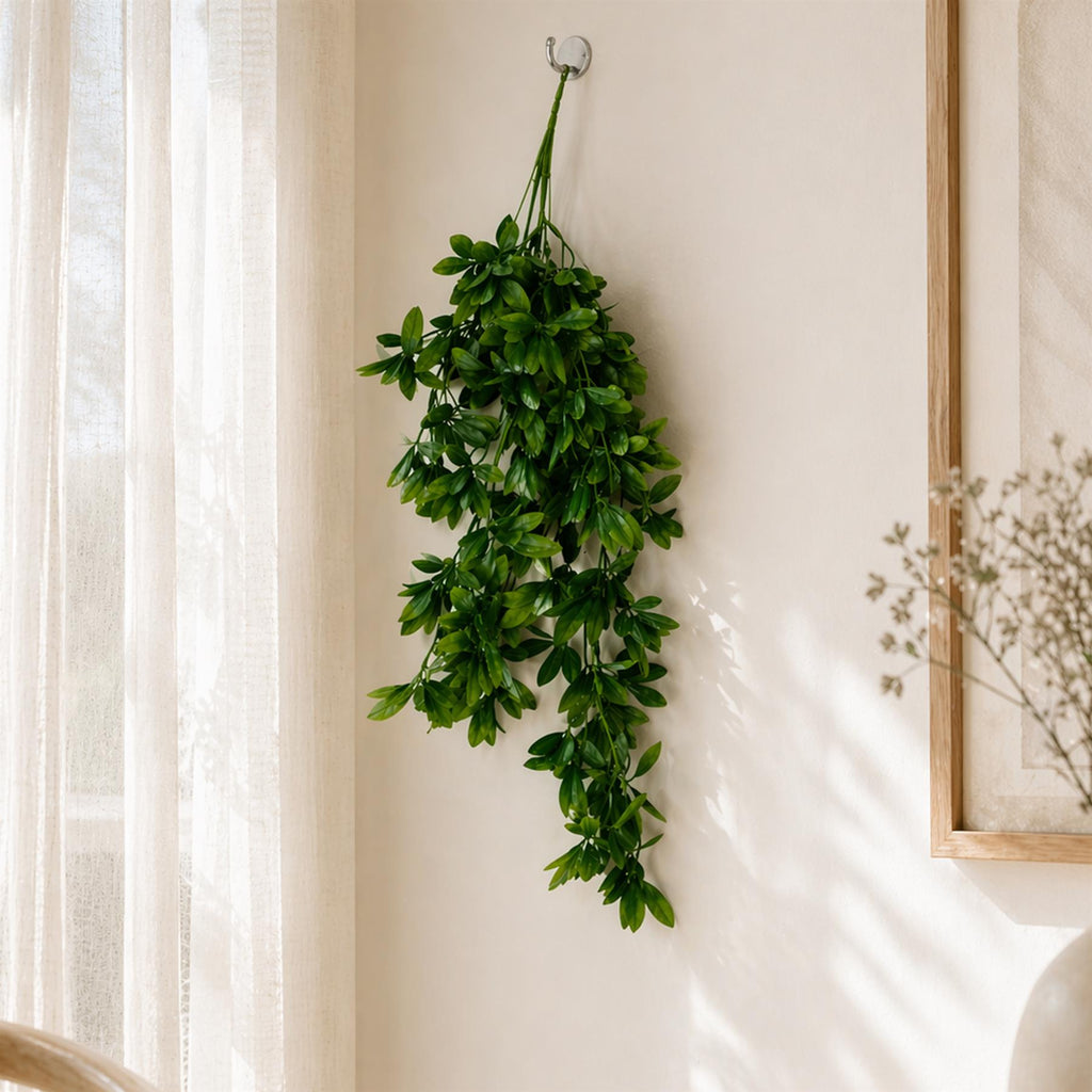 70cm Artificial Trailing Laurel Leaf Hanging Plant Green Foliage