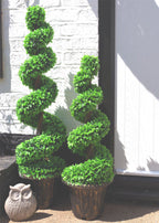 120cm Artificial Green Large Leaf Spiral with Decorative Planter
