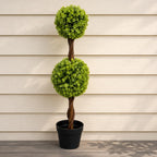 90cm Artificial Green Double Ball Topiary Tree