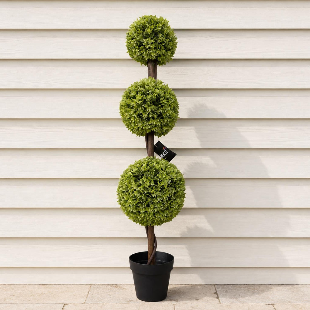120cm Artificial Green Triple Ball Topiary Tree