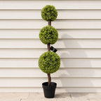 120cm Artificial Green Triple Ball Topiary Tree