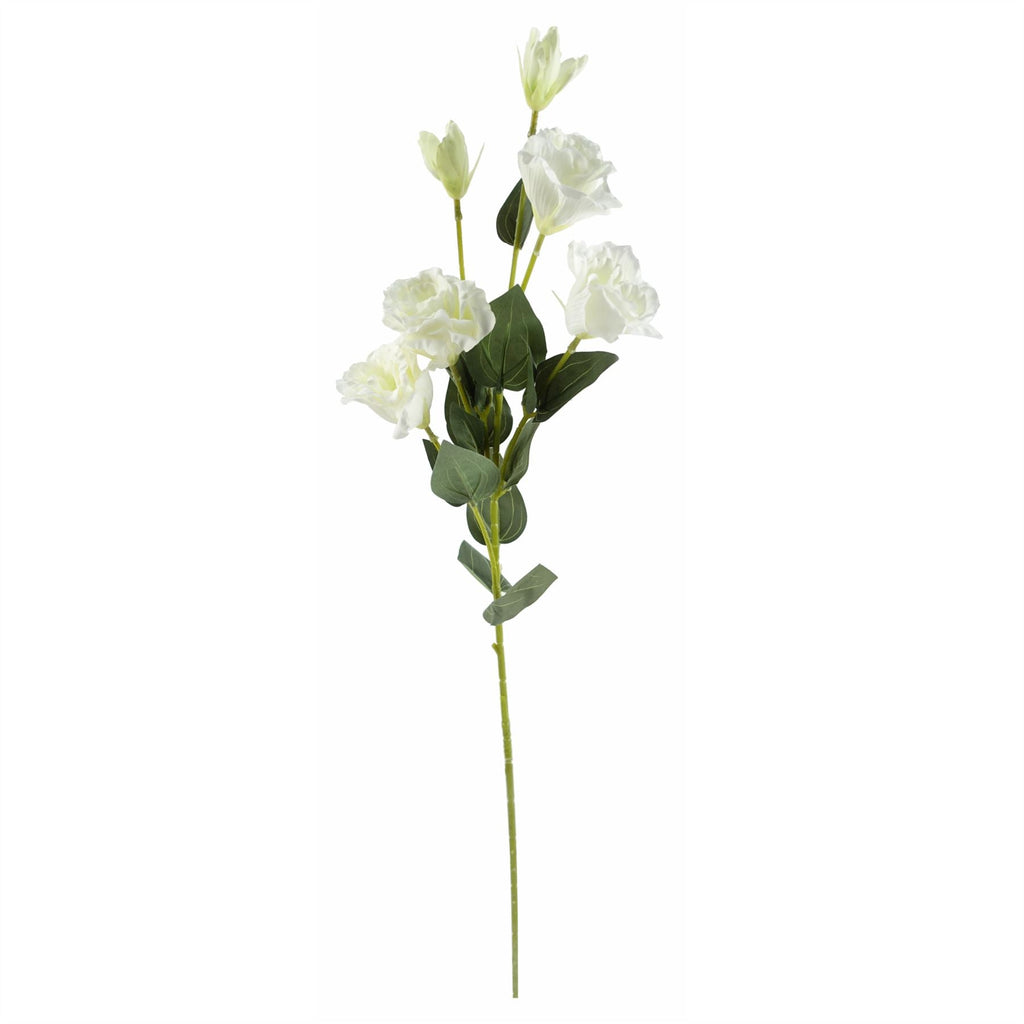 80cm Artificial White Wild Rose Stem 6 Flowers
