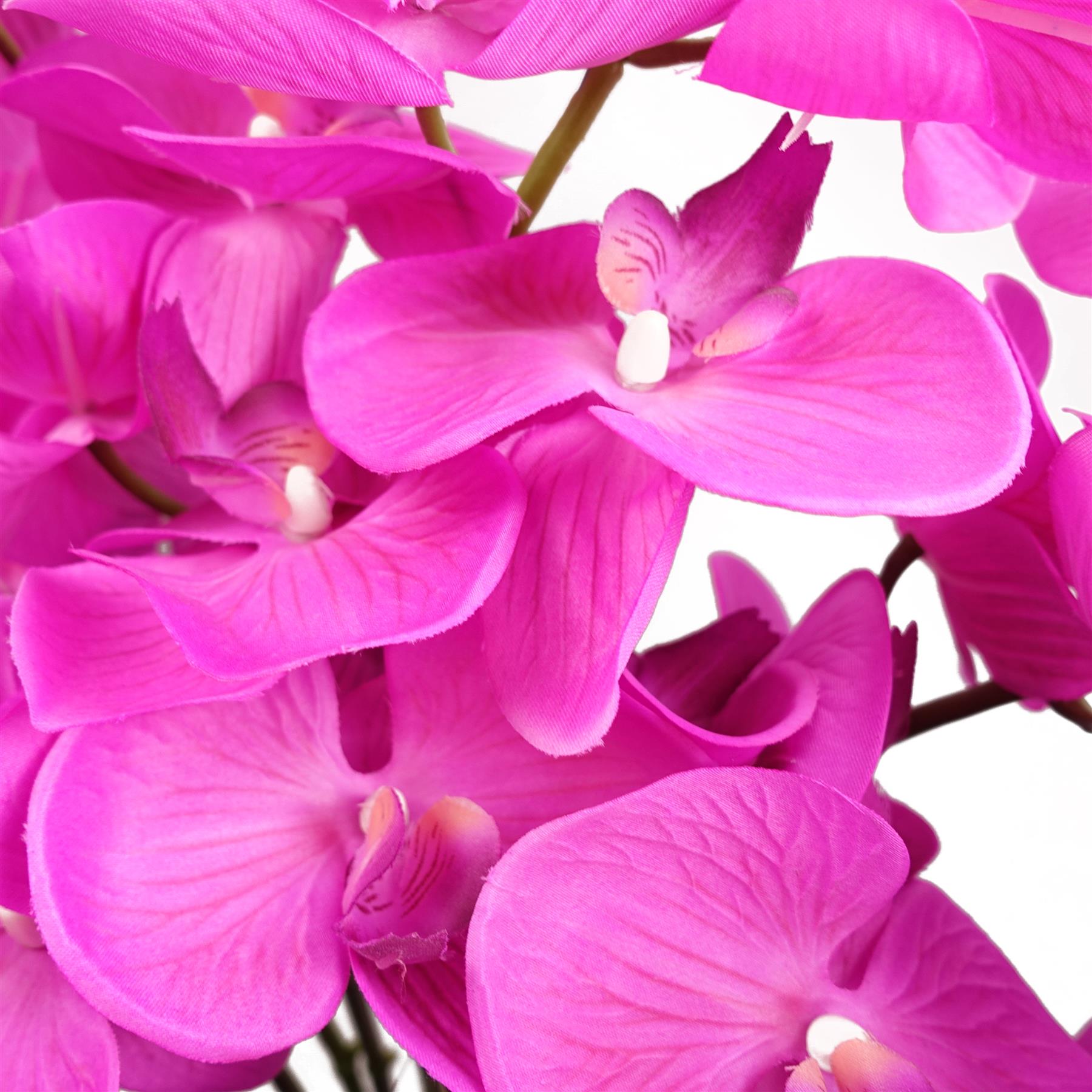 85cm Artificial Deluxe Bush Orchid Dark Pink with Black Pot