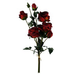 60cm Red Rose Artificial Flowers Spray 4 Flowers 3 Buds