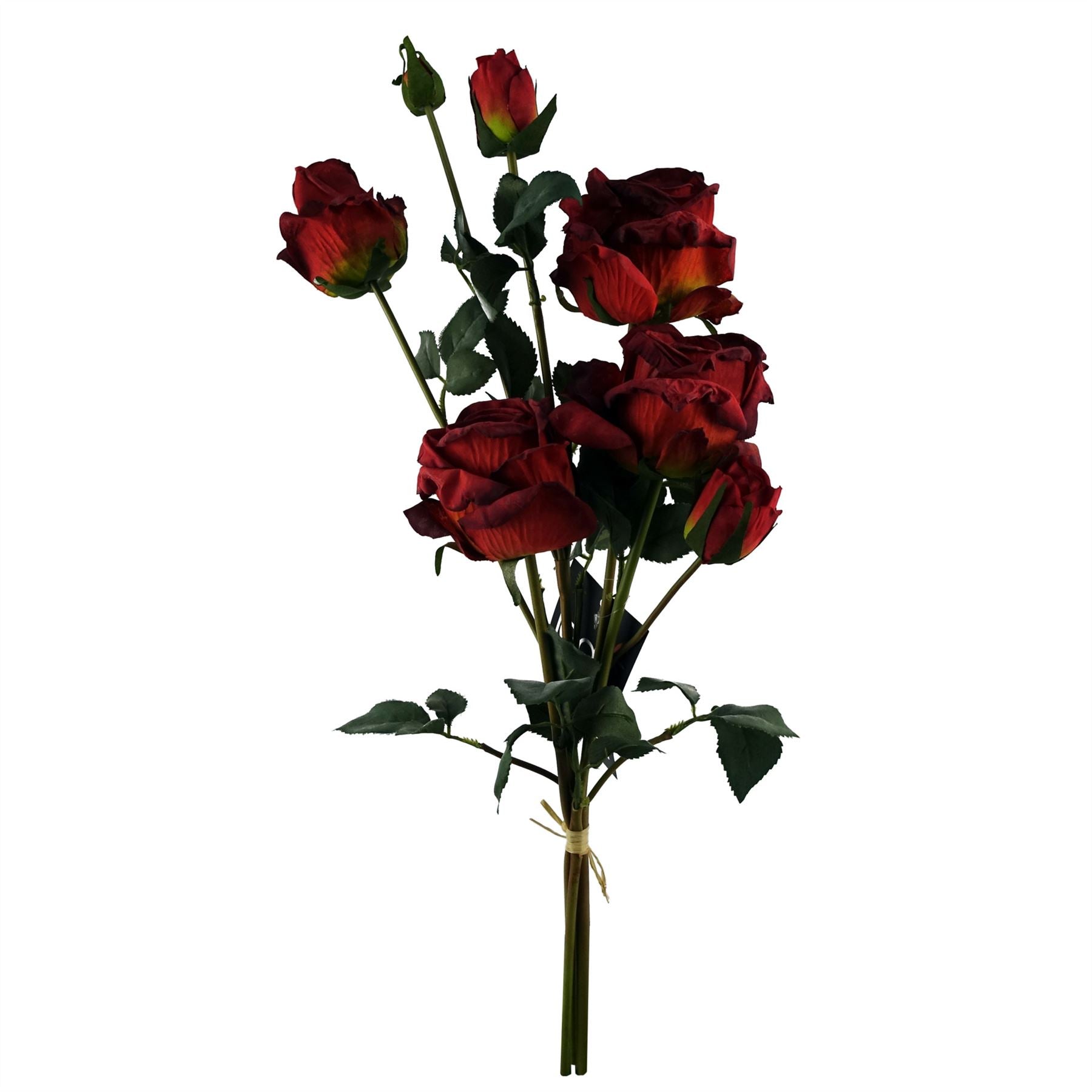 60cm Red Rose Artificial Flowers Spray 4 Flowers 3 Buds