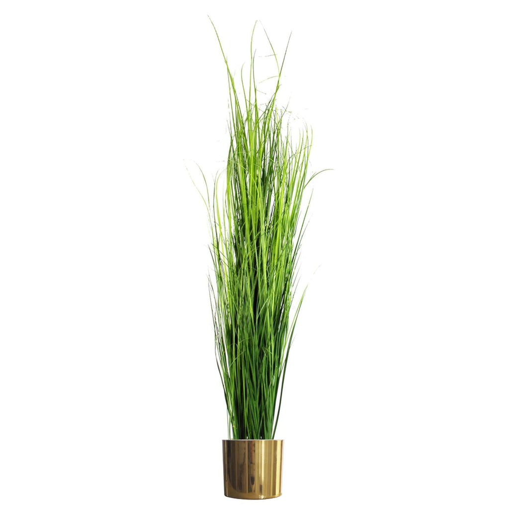 130cm Artificial Onion Grass Plant with Gold Planter