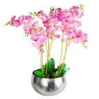 Leaf XL Metal Bowl Planter 32 x 20cm Hammered Silver Colour Curvy Edge