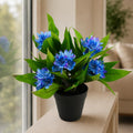 18cm Artificial Freesia Plant Blue Flowering
