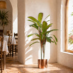 100cm Artificial Potted Dracaena Tropical Plant Copper Metal Plater