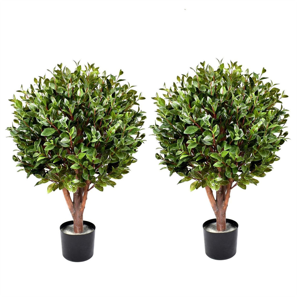 Artificial 90cm Pair of UV Resistant Gloxinia Ball Topiary and Trunk