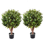 Artificial 90cm Pair of UV Resistant Gloxinia Ball Topiary and Trunk