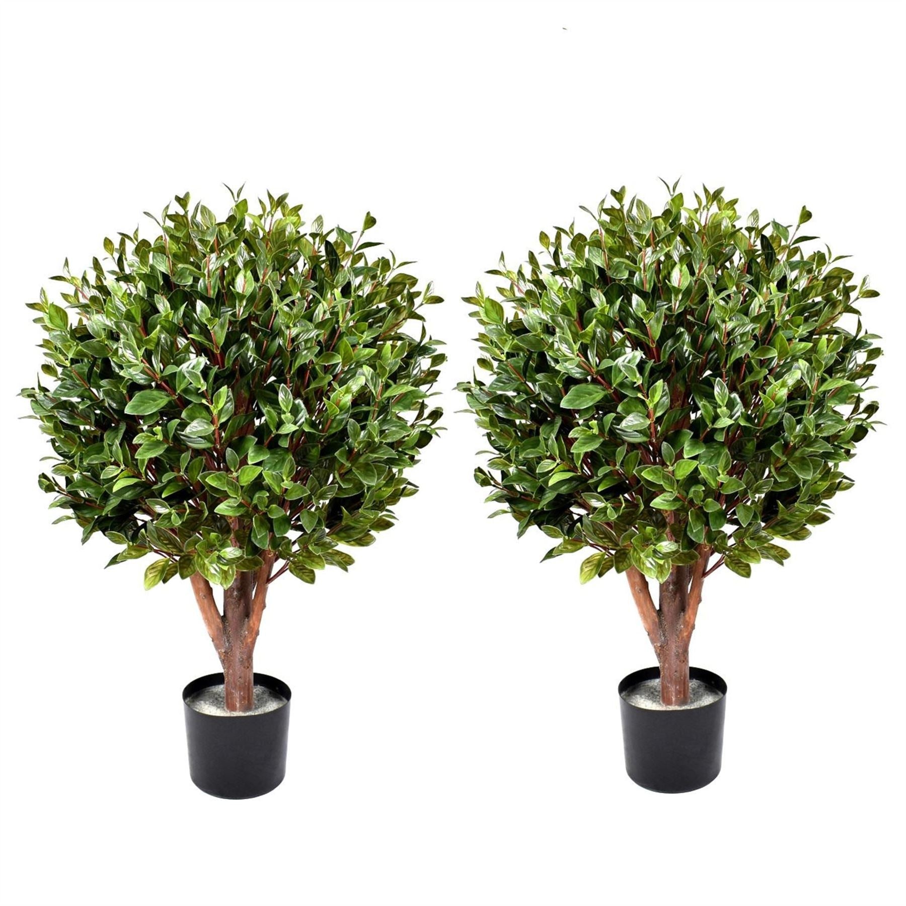 Artificial 90cm Pair of UV Resistant Gloxinia Ball Topiary and Trunk