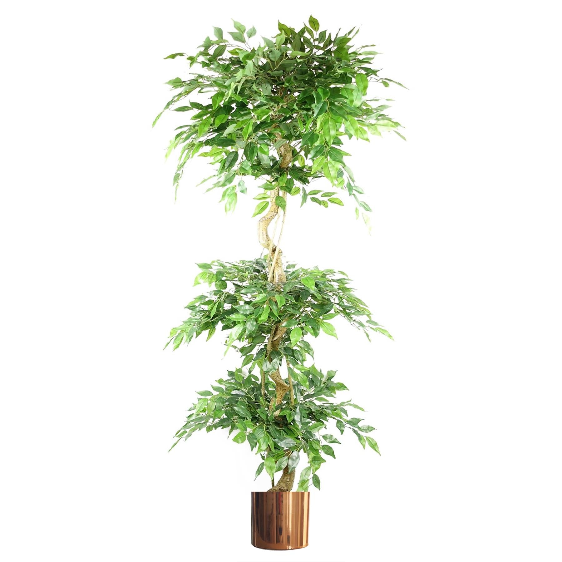 180cm Artificial Ficus Tree Triple Ball Topiary Copper Planter