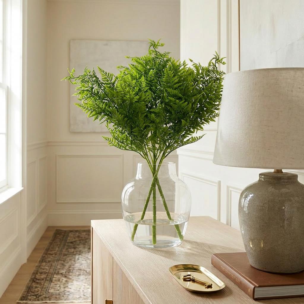 75cm Artificial Fern Foliage Bush Stem
