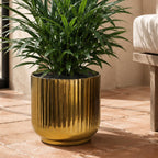 20cm Gold Fluted Planter