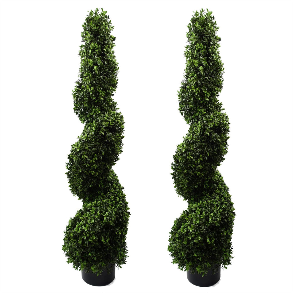 Artificial 120cm Pair of Spiral Buxus Tree UV Resistant Outdoor