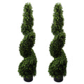 Artificial 120cm Pair of Spiral Buxus Tree UV Resistant Outdoor