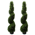 Artificial 120cm Pair of Spiral Buxus Tree UV Resistant Outdoor