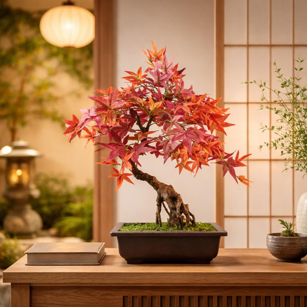 Artificial Red Maple Bonsai Tree 50cm
