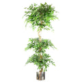 180cm Artificial Ficus Tree Triple Ball Topiary Silver Planter