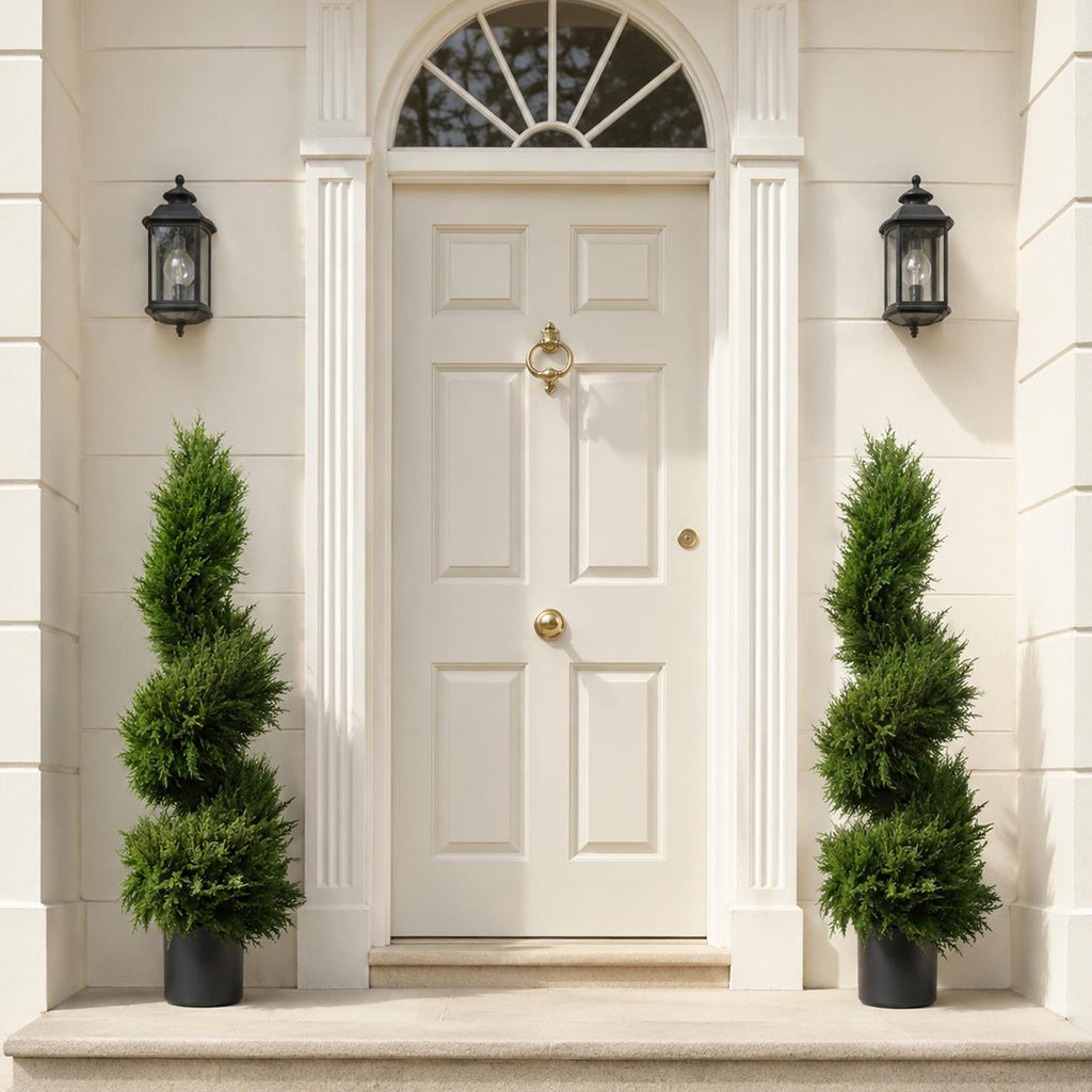 120cm Pair of Premium Artificial Cypress Spiral Topiary