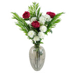 70cm White Artificial Carnation Stem 4 Flowers