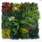 100cm Artificial Tropical Mixed Foliage Green Wall Panel Red Yellow