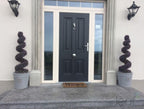 90cm Artificial Pair of Purple Leaf Spiral Topiary Trees with Planters